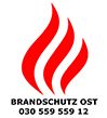 Logo von Brandschutz Ost mit Flammensymbol und Telefonnummer 03055955912.