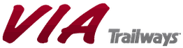 Logo of VIA Trailways, with "VIA" in bold red and "Trailways" in smaller gray text.
