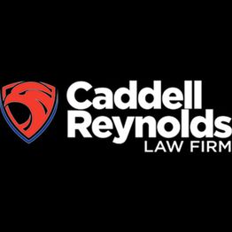 Caddell Reynolds Law Firm logo with a red shield emblem on a black background.