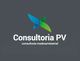 Logotipo de Consultoría PV con el texto "consultoría medioambiental" sobre fondo gris oscuro.