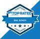 Hexagonal logo for "Top Rated Local Bail Bonds" with stars and a ribbon.
