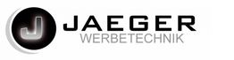 Logo mit einem "J" in einem Kreis und dem Text "Jaeger Werbetechnik" daneben.