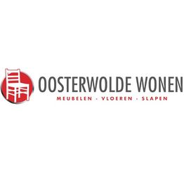Logo met stoel en tekst 'Oosterwolde Wonen: Meubelen - Vloeren - Slapen'.