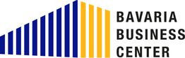 Logo mit blauen und gelben Streifen, Text: "Bavaria Business Center".