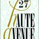 Stylized text "27' Haute Avenue" on a decorative green and white patterned background.