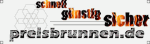 Logo mit Text: "schnell günstig sicher preisbrunnen.de" in verschiedenen Schriftarten.