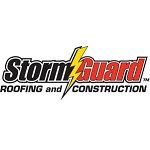 Logo for Storm Guard Roofing and Construction with a yellow lightning bolt.