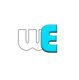 Logo con las letras "WE", donde "E" es azul y más grande. Fondo blanco.