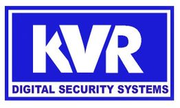 Blue logo with "KVR Digital Security Systems" in bold white letters.