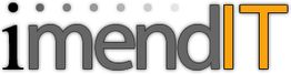 Logo mit dem Text "imendIT" in Grau und Orange, jeweils sechs graue Punkte oben.