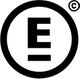 Schwarzes "E" in einem Kreis mit einem kleinen Copyright-Symbol oben rechts.