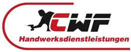 Logo mit Silhouette eines Handwerkers, Text: "CWF Handwerksdienstleistungen."