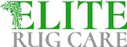 "Elite Rug Care" logo in green and gray with decorative leaf design on the "E."