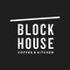 Logo with text: "BLOCK HOUSE COFFEE & KITCHEN" on a dark background.