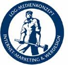 Mann mit Hammer im Logo von LOG-Medienkonzept für Internet, Marketing und Webdesign.
