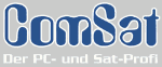 Logo mit blauem Schriftzug "ComSat", darunter "Der PC- und Sat-Profi" in grau.