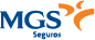 Logotipo de MGS Seguros con letras azules y símbolo naranja a la derecha.