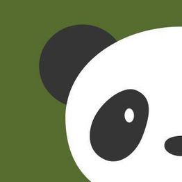 Grafik eines Pandas mit grünem Hintergrund, nur ein Teil des Gesichts und ein Ohr sichtbar.