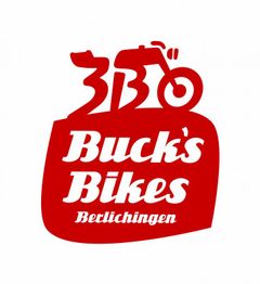 Rotes Logo mit stilisiertem Motorrad, Text "Buck's Bikes Betlichingen".