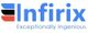 Logo with "Infixir" in blue and the tagline "Exceptionally ingenious" below.