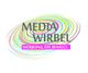 Buntes Wirbel-Logo mit Text: "MEDIA WIRBEL" und "WERBUNG, DIE BEWEGT."