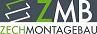 Logo von ZMB mit grünem Z und schwarzem MONTAGEBAU auf grauem Hintergrund.