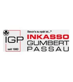 Logo der Inkasso Gumbert Passau, Text: "IGP seit 1980, Bevor's zu spät ist...".