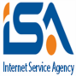 Logo mit blauem "ISA"-Schriftzug und orangenen Akzenten, darunter "Internet Service Agency".