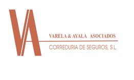 Logotipo de Varela & Ayala Asociados, correduría de seguros en tonos marrón y blanco.