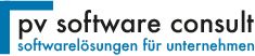 Logo von pv software consult mit dem Slogan: "Softwarelösungen für Unternehmen".