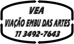Imagem com texto "VEA Viação Embu das Artes" e "11 3492-7643" em um formato oval.
