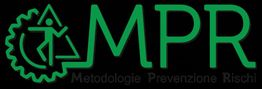 Logo verde con le lettere "MPR" e icone, testo: "Metodologie Prevenzione Rischi".