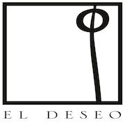 Logo con marco cuadrado, línea curva y texto "El Deseo" abajo en mayúsculas.