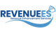 Logo with "REVENUEES" and text "Revenue Enhancement Services" in blue with wave design.