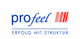 Logo mit dem Text: "profeel" und "Erfolg mit Struktur", vier rote Balken rechts.