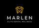 Black logo with a golden geometric diamond and text: "MARLEN Elite Dental Wellness."