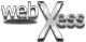 "3D-Logo mit dem Text 'webXess' auf schwarzem Hintergrund."