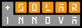 Logo de "Solar Innova" con letras blancas sobre fondo naranja y gris.