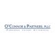 Logo of O'Connor & Partners, PLLC, specializing in personal injury law, with blue text.