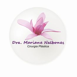 Logo com flor rosa e texto: "Dra. Mariane Nalbones, Cirurgia Plástica".
