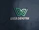 3D logo featuring "Web Devotee" text and stylized "WD" in an office setting.