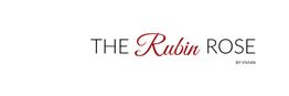 Textlogo: "The Rubin Rose" in schwarz und rot, darunter klein "by Vivian".