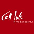 Rotes Logo mit weißem Text "CM Ink Medienagentur".