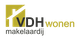 Logo van VDH Wonen Makelaardij met huispictogram en gele accenten.