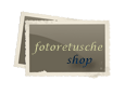 Zwei überlappende, braune Fotos mit Text: "fotoretusche shop".