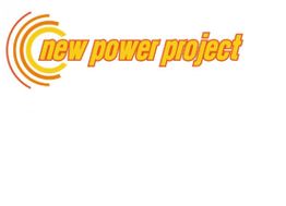 Logo mit Text "new power project" in gelb-orange und Kreisen links.