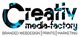 Logo mit Text: "Creativ media-factory. Branded Webdesign | Prints | Marketing".