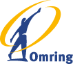 Logo van Omring: een blauw figuur met een gele cirkel op een witte achtergrond.