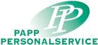 Logo von Papp Personalservice mit grünem Hintergrund und weißem Schriftzug.