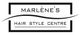 Logo van Marlène's Hair Style Centre met zwarte letters en een golvende lijn.